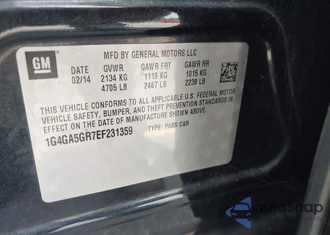 2014 Buick Lacrosse from USA, damaged, VIN 1G4GA5GR7EF231359